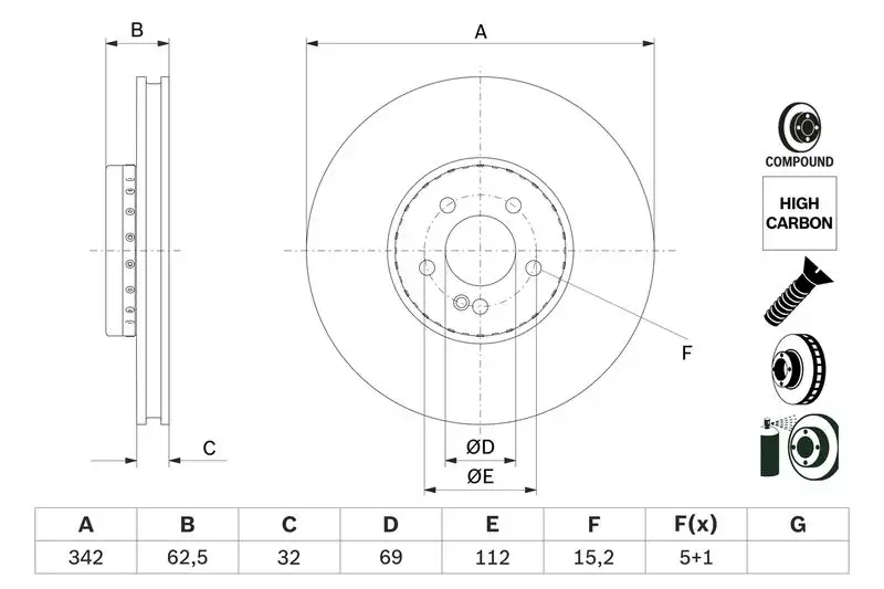 BOSCH 0986479H41 Ön Fren Diski A0004212812 resmi