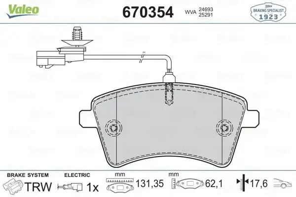 VALEO 670354 Ön Fren Balatası resmi
