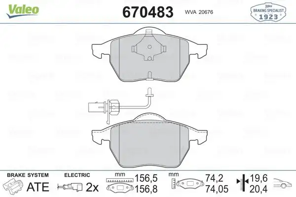 VALEO 670483 Ön Fren Balatası resmi