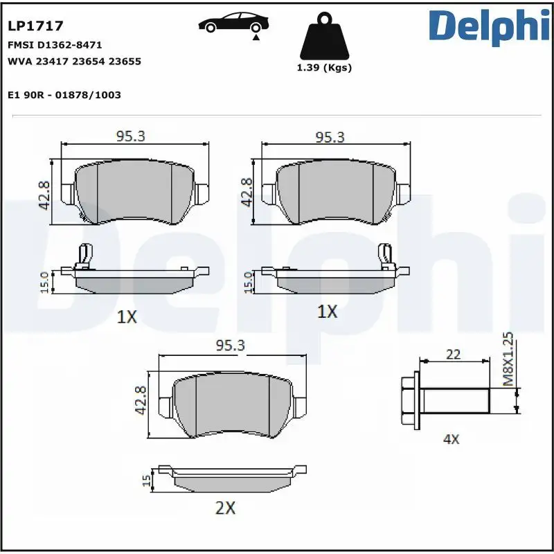 DELPHI LP1717 Arka Fren Balatası resmi