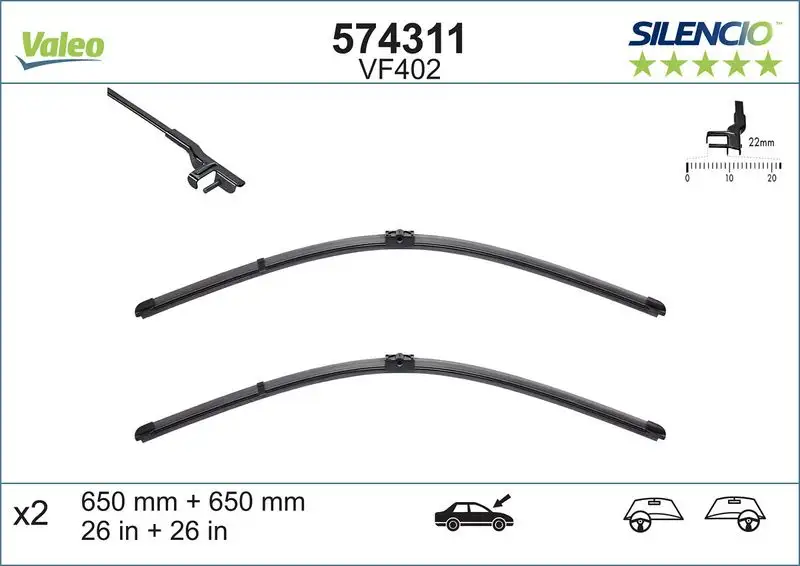 VALEO 574311 Silecek Süpürgesi (Takım) resmi