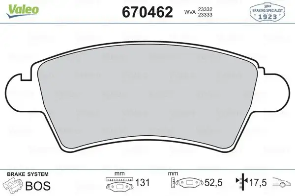 VALEO 670462 Ön Fren Balatası resmi