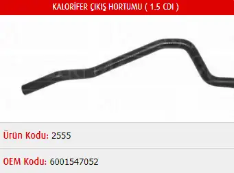 MASTER M2555 Kalorifer Hortumu 6001547052 resmi