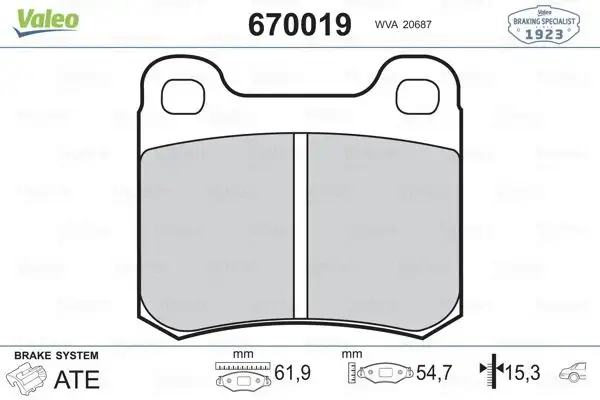 VALEO 670019 Arka Fren Balatası A0024205120 resmi