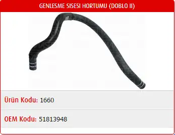 MASTER M1660 Yedek Su Deposu Hortumu 51813948 resmi