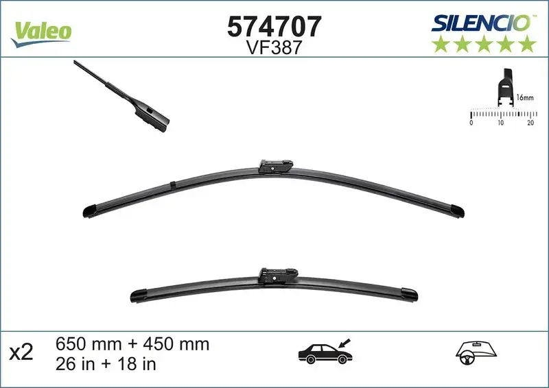 VALEO 574707 Silecek Süpürgesi (Takım) resmi