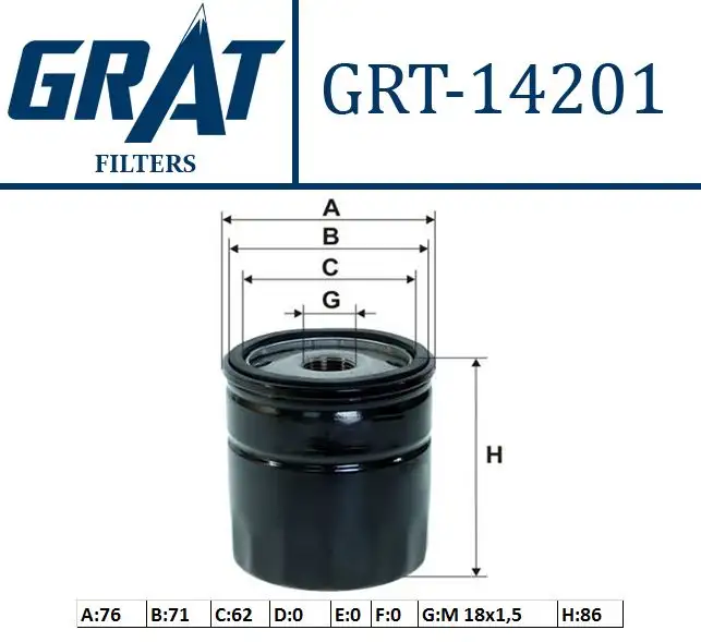GRAT 14201 Yağ Filtresi 650401 resmi
