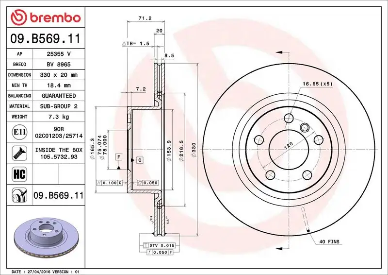 BREMBO 09.B569.11 Arka Fren Diski 34206868936 resmi