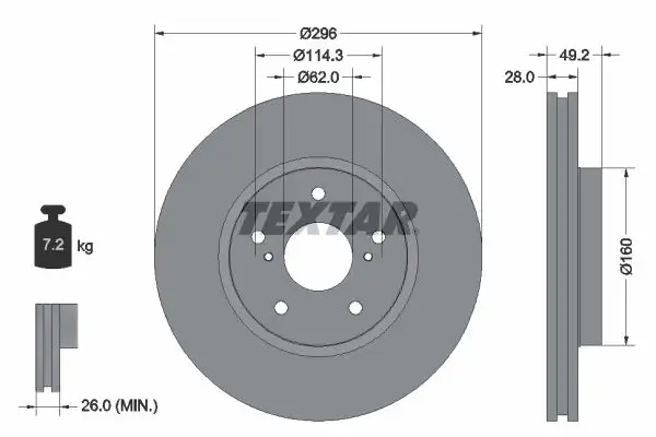TEXTAR 92174303 Ön Fren Diski 435120P010 resmi