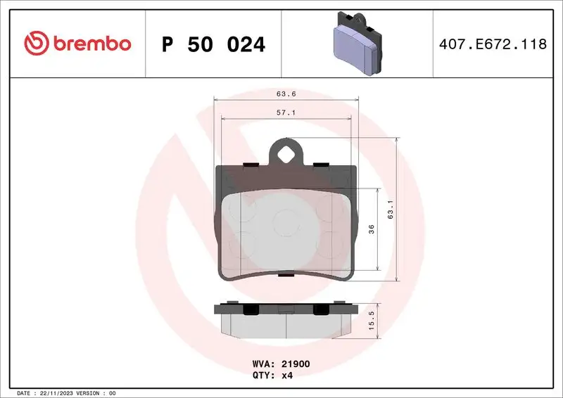 BREMBO P50024 Arka Fren Balatası resmi