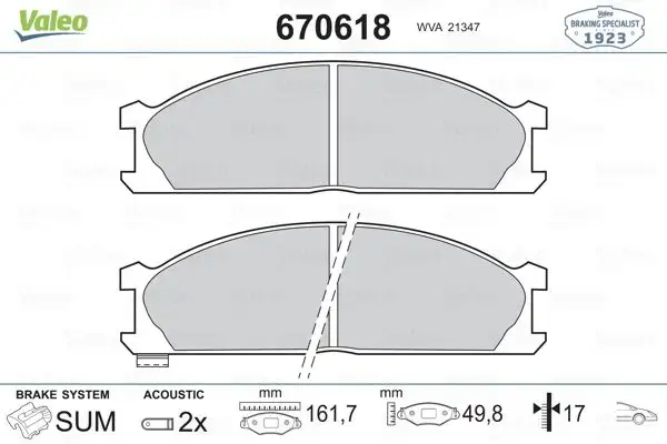 VALEO 670618 Ön Fren Balatası resmi