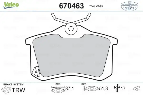 VALEO 670463 Arka Fren Balatası resmi