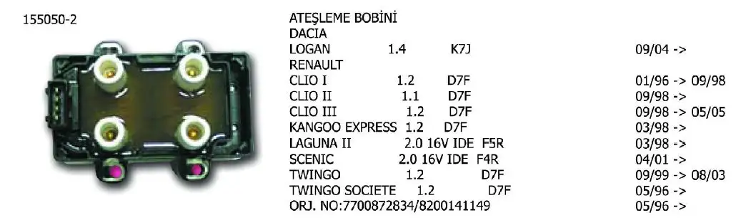 ÜNÜVAR 155050-2 Bobin resmi
