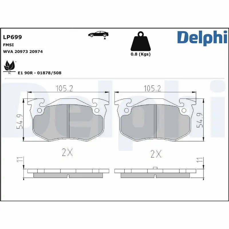 DELPHI LP699 Arka Fren Balatası resmi