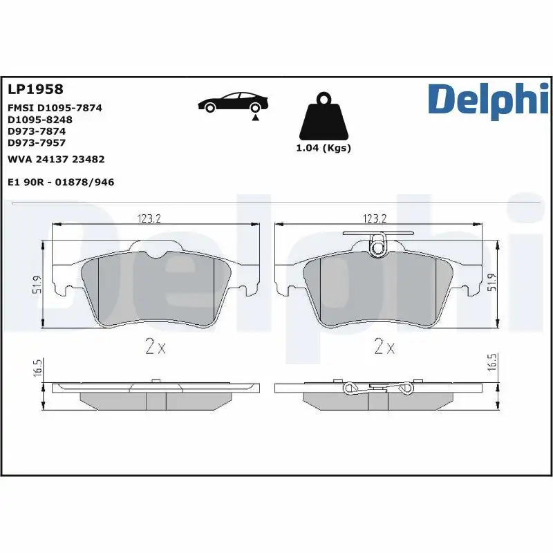 DELPHI LP1958 Arka Fren Balatası resmi