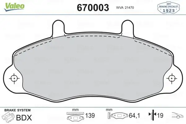 VALEO 670003 Ön Fren Balatası resmi