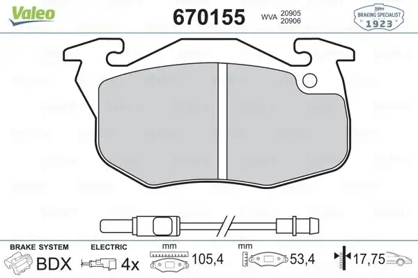 VALEO 670155 Ön Fren Balatası resmi