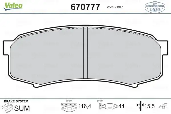 VALEO 670777 Arka Fren Balatası resmi