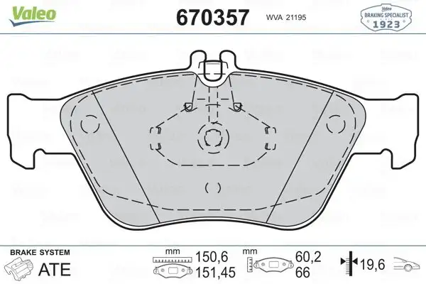 VALEO 670357 Ön Fren Balatası resmi