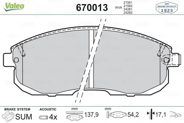 VALEO 670013 Ön Fren Balatası resmi