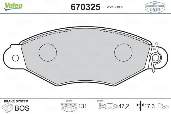 VALEO 670325 Ön Fren Balatası resmi
