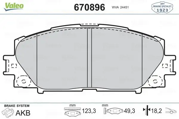 VALEO 670896 Ön Fren Balatası resmi
