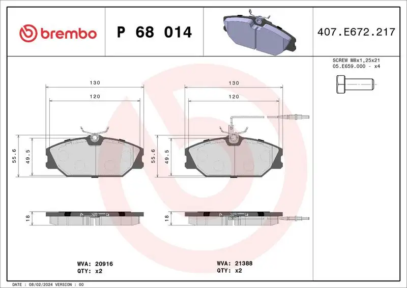 BREMBO P68014 Ön Fren Balatası resmi