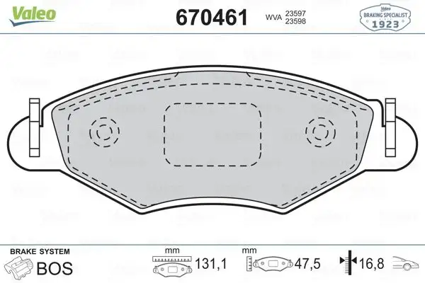 VALEO 670461 Ön Fren Balatası resmi