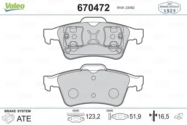 VALEO 670472 Arka Fren Balatası resmi