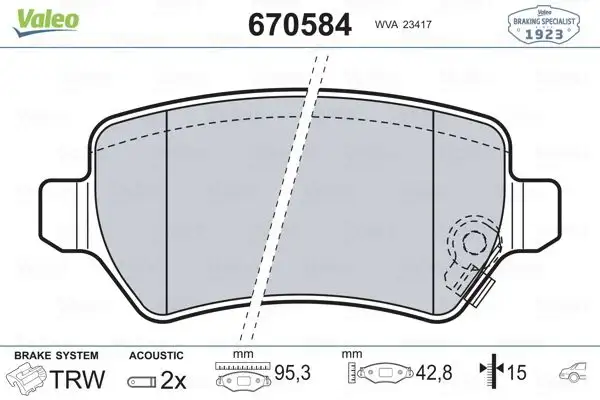 VALEO 670584 Arka Fren Balatası resmi