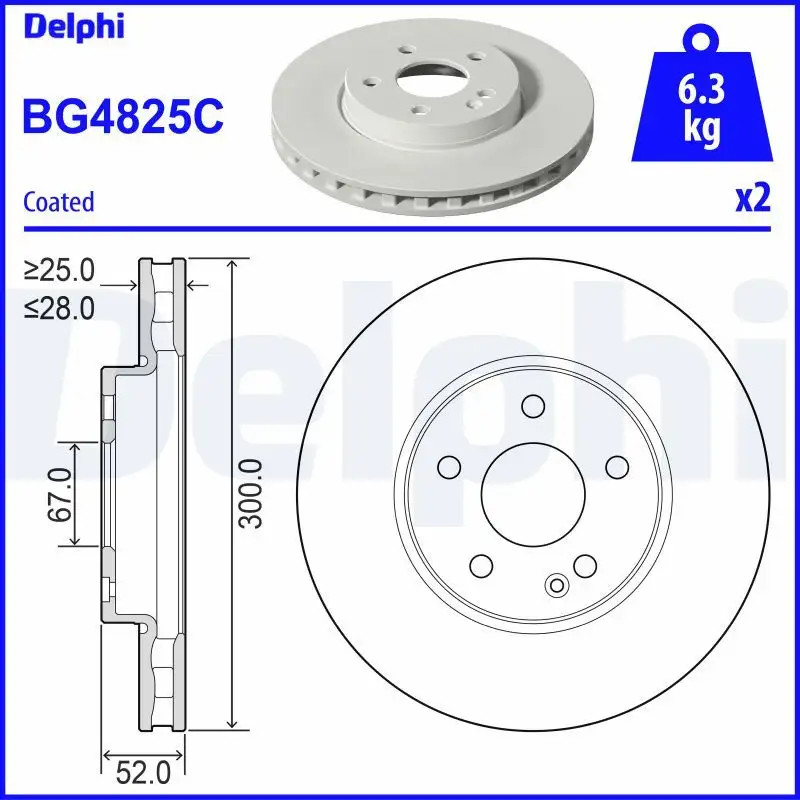 DELPHI BG4825C Ön Fren Diski A4474210312 resmi