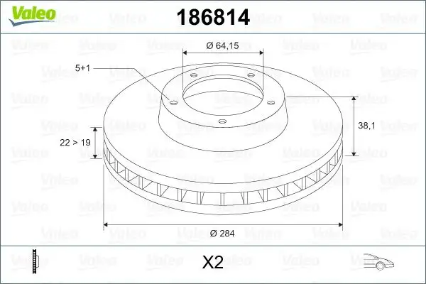 VALEO 186814 Ön Fren Diski SDB000880 resmi