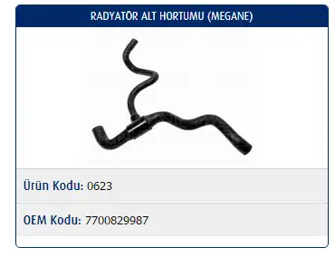 MASTER M0623 Radyatör Alt Hortumu 7700829987 resmi