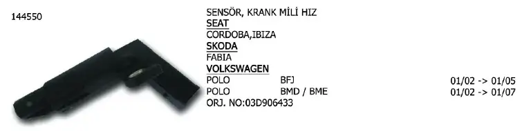 ÜNÜVAR 144550 Krank Sensörü 03D906433 resmi