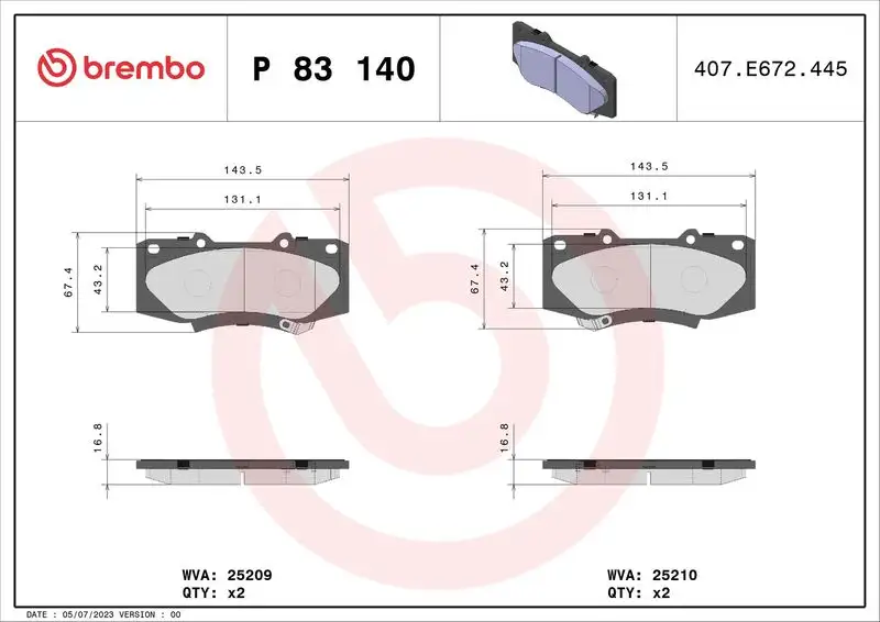 BREMBO P83140 Ön Fren Balatası resmi