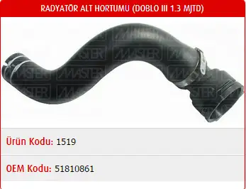 MASTER M1519 Radyatör Alt Hortumu 51810861 resmi