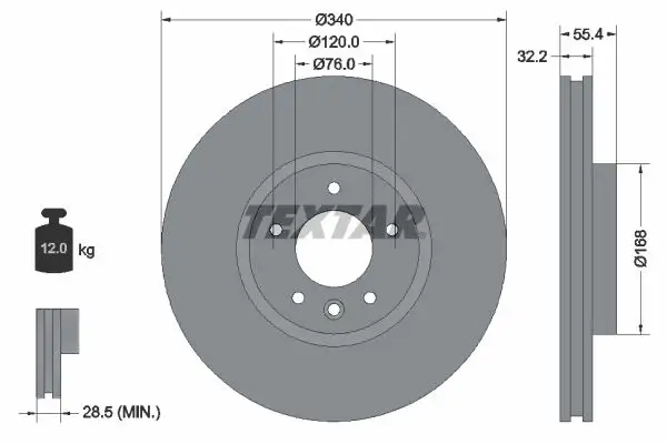 TEXTAR 92230305 Ön Fren Diski 7E0615301F resmi