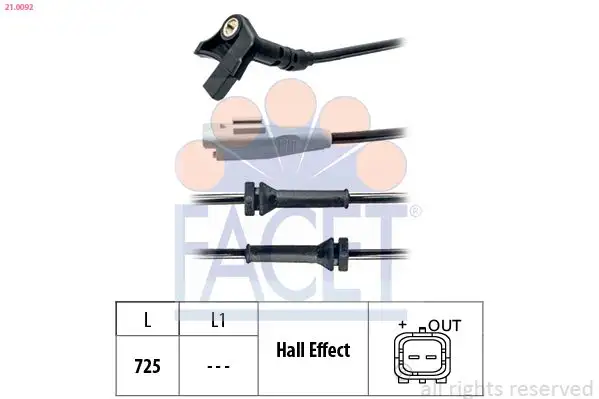 FACET 21.0092 ABS Hız Sensörü (Ön) 9655270080 resmi