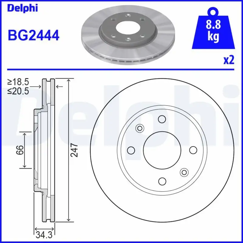 DELPHI BG2444 Ön Fren Diski resmi