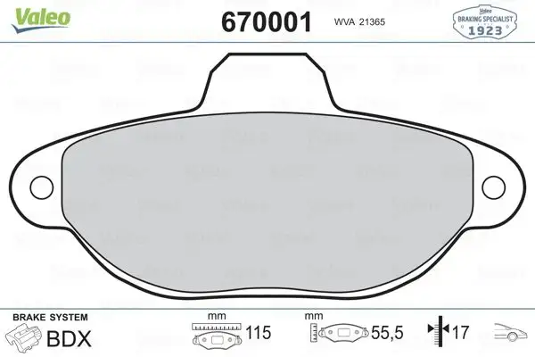VALEO 670001 Ön Fren Balatası resmi