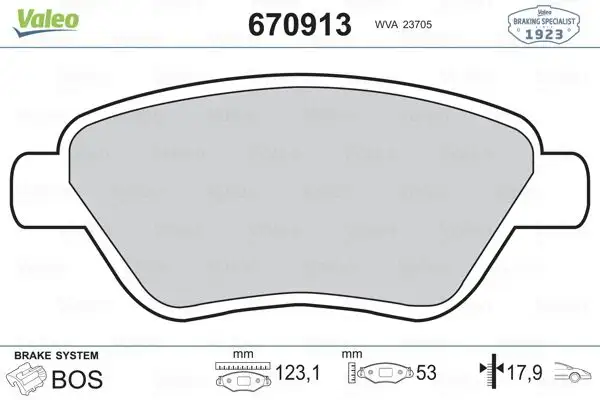 VALEO 670913 Ön Fren Balatası resmi