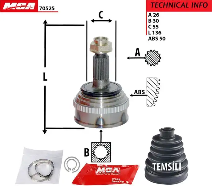 MGA 70525 Aks Kafası (Dış) 44010S08950 resmi