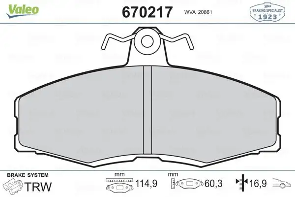 VALEO 670217 Ön Fren Balatası resmi