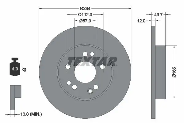 TEXTAR 92031803 Ön Fren Diski A1244211312 resmi