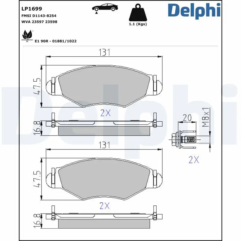 DELPHI LP1699 Ön Fren Balatası resmi