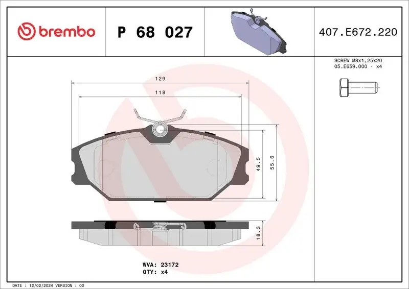 BREMBO P68027 Ön Fren Balatası resmi