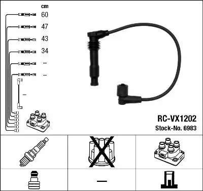 NGK 6983 (RCVX1202) Buji Kablosu resmi