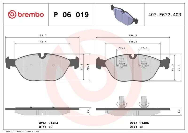 BREMBO P06019 Ön Fren Balatası resmi