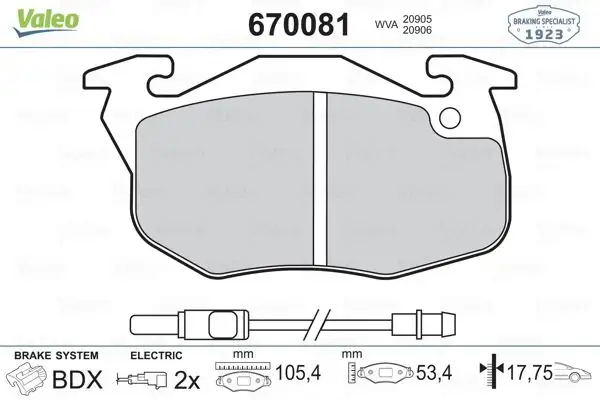 VALEO 670081 Ön Fren Balatası resmi