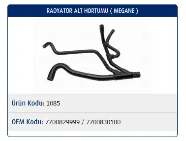 MASTER M1085 Radyatör Alt Hortumu L1T11129AB resmi